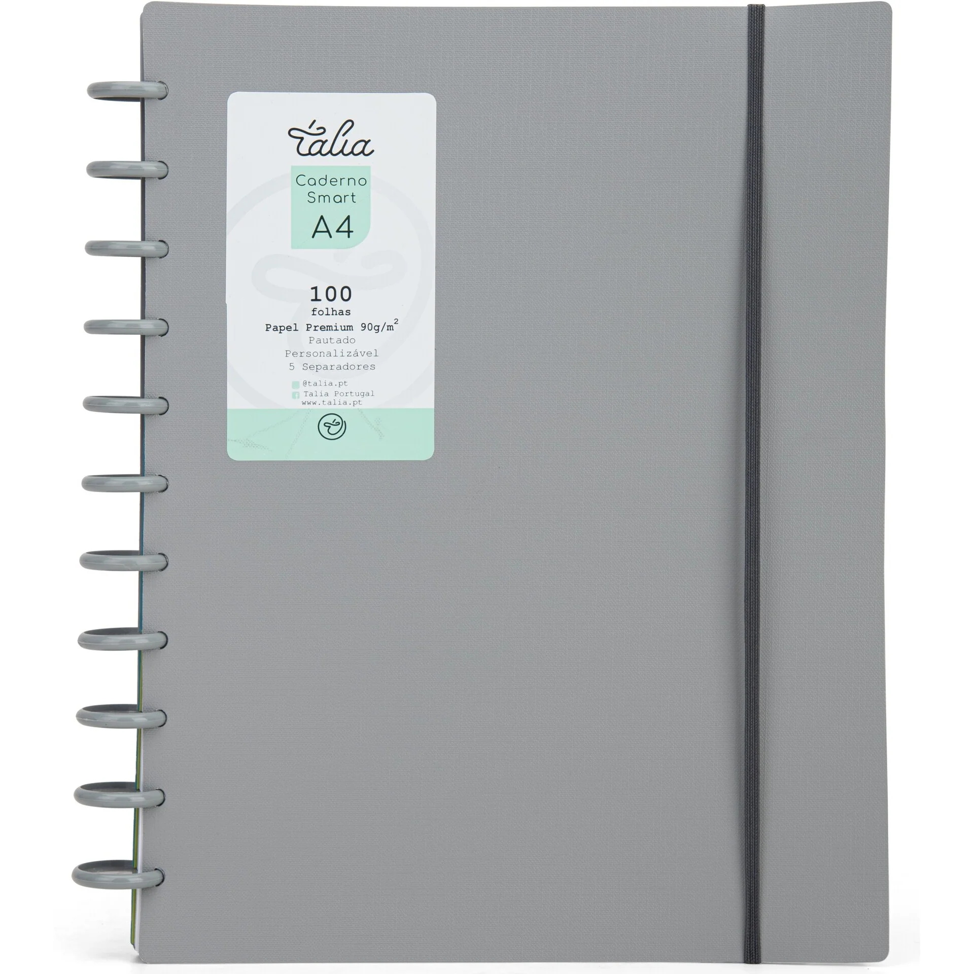 Caderno Smart A4 com Elástico 100 Folhas Cinzento Talia - Image 2