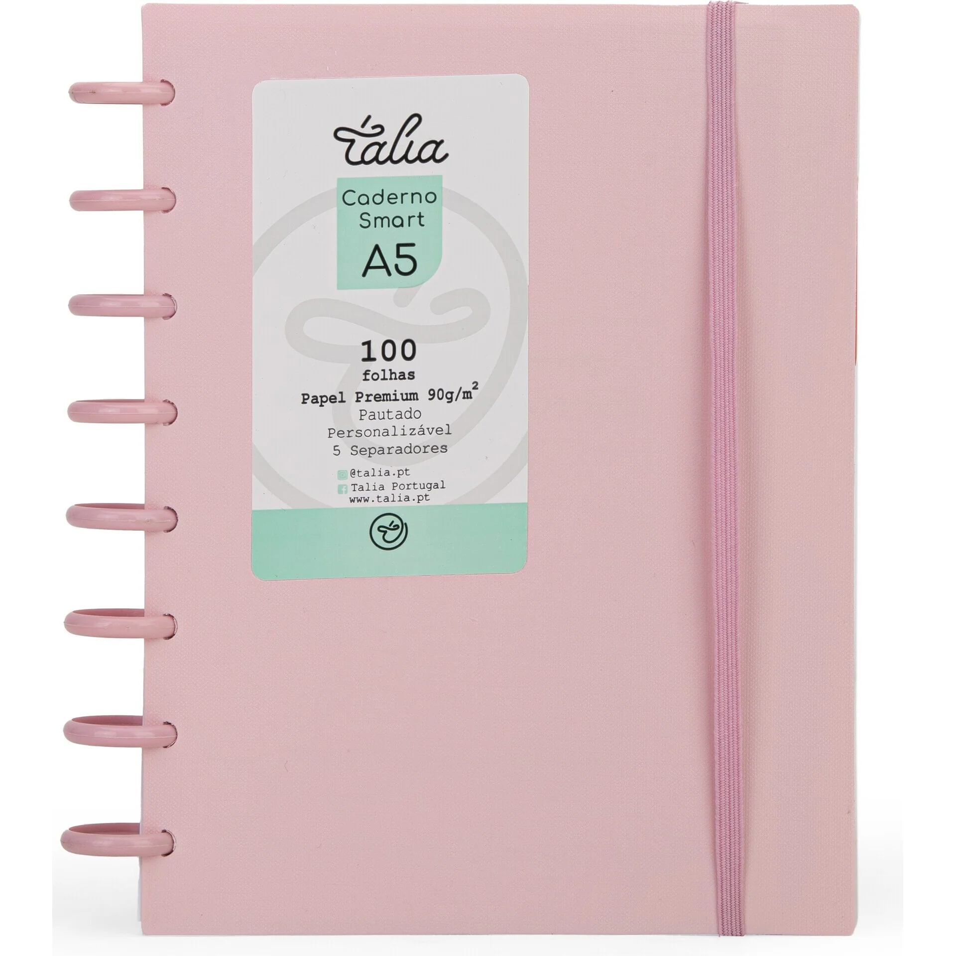 Caderno Smart A5 com Elástico 100 Folhas Rosa Pastel Talia - Image 2