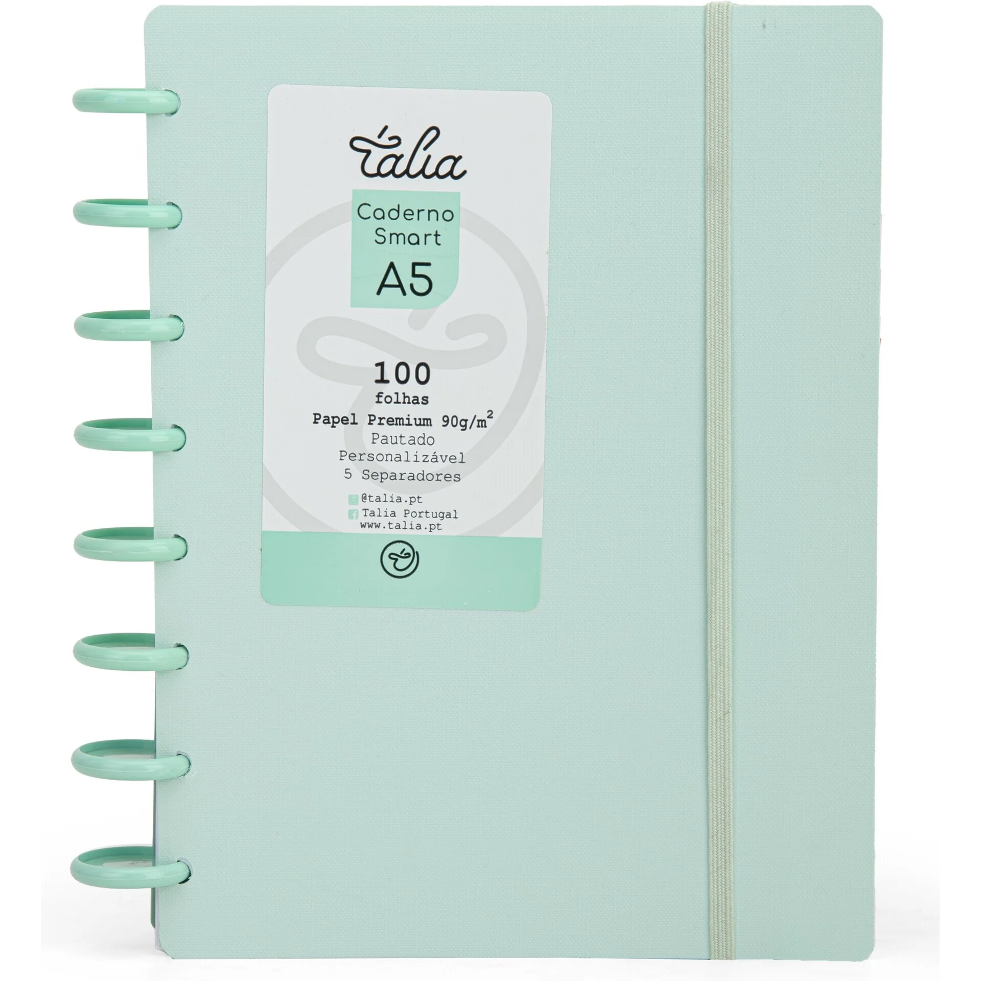 Caderno Smart A5 com Elástico 100 Folhas Verde Pastel Talia - Image 2