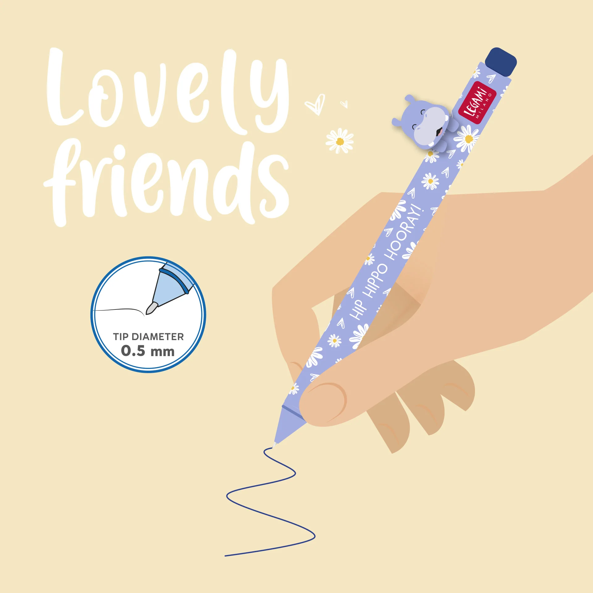 Caneta Gel - Lovely Friends - Hipopótamo - Image 2