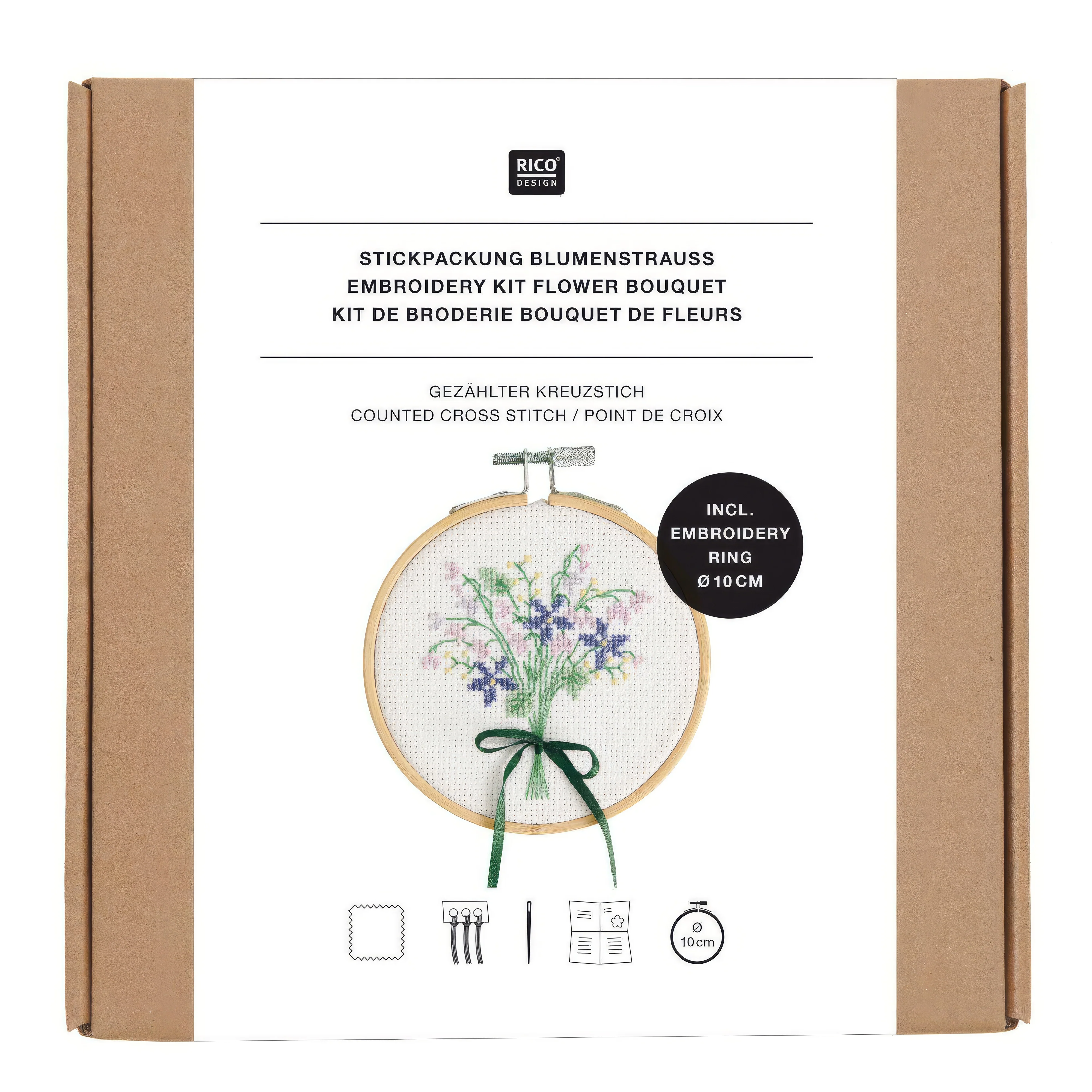 Conjunto Bordado Ponto Cruz - Buquê De Flores