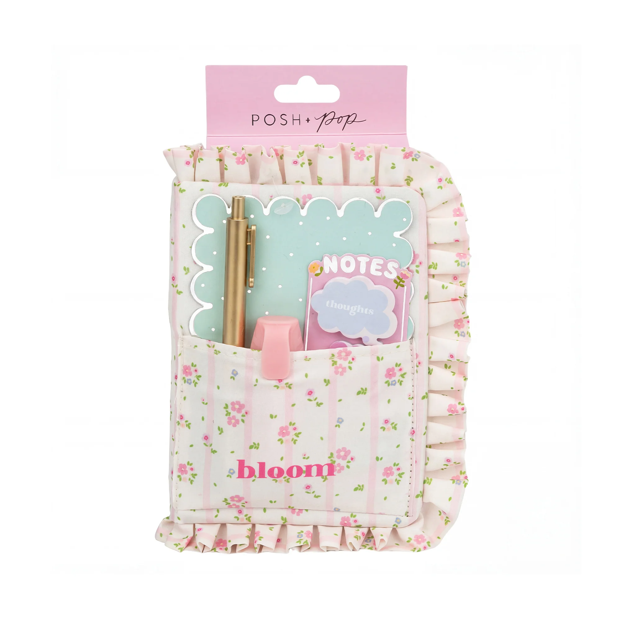 Conjunto Caderno Tecido Com Bolso + Caneta