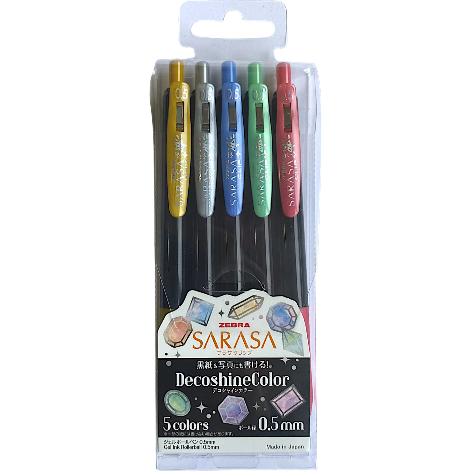 Esferográfica Clip Tinta Gel Sarasa Decoshine 5 unidades