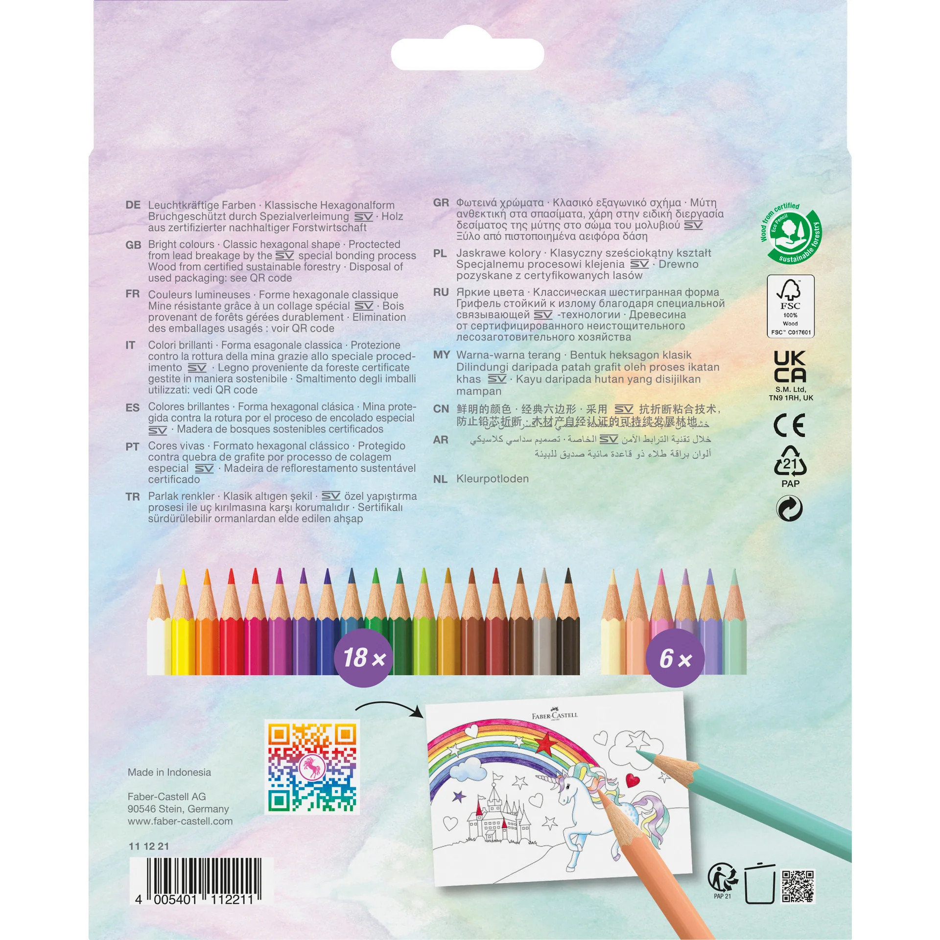 Lápis Cor Hexagono Unicórnio 18 Unidades + 6 Unidades Oferta