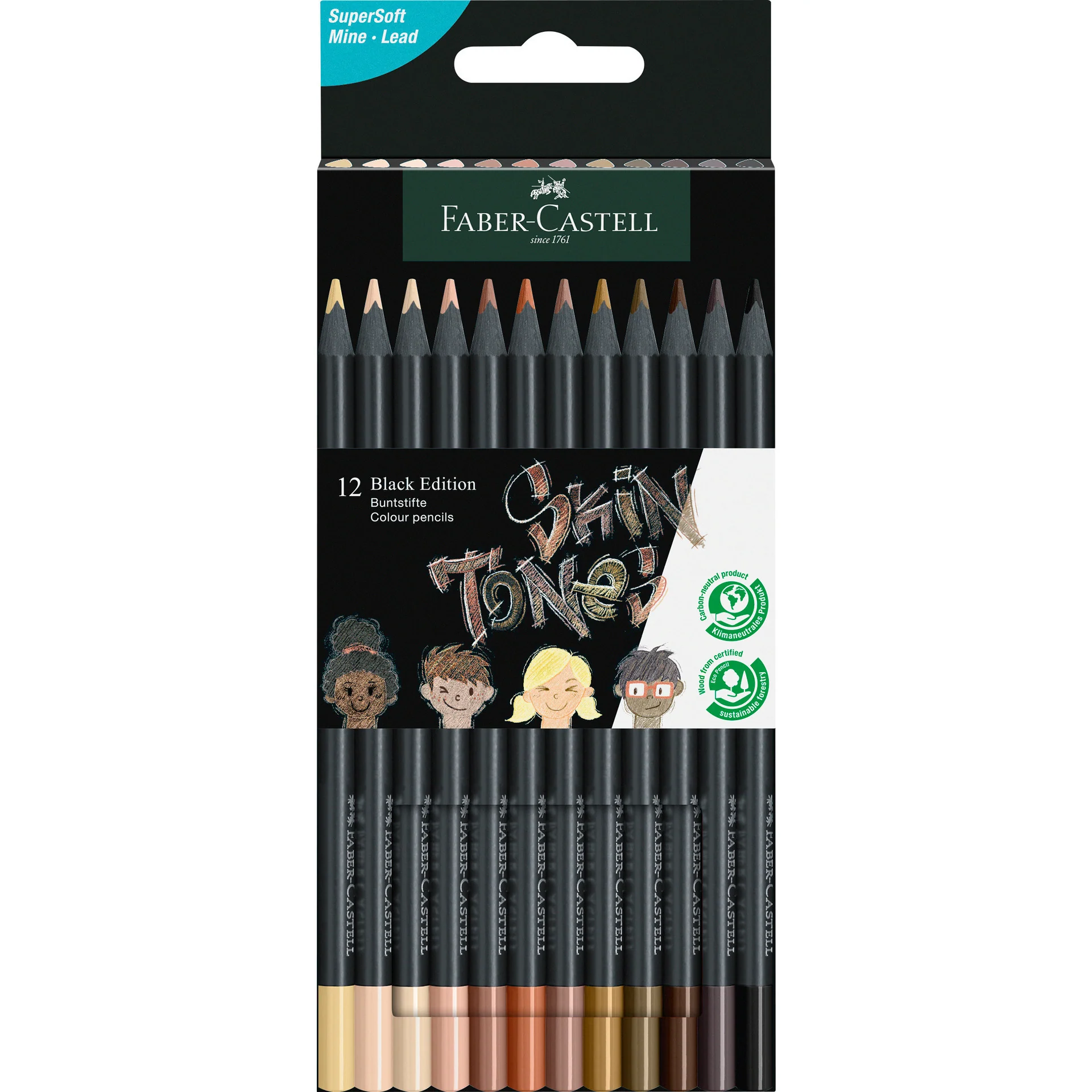 Lápis de Cor Black Edition Tons Pele 12 Unidades Faber Castell - Image 2