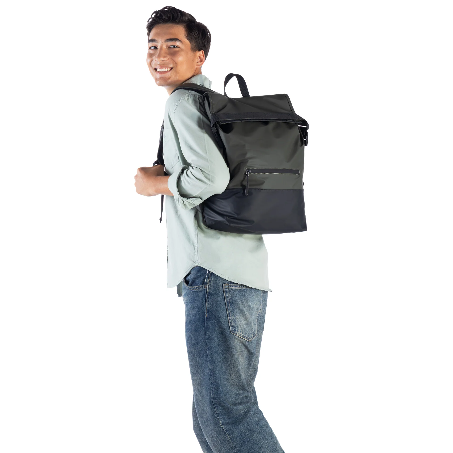 Mochila Office Foldable Dark Green/Black - Image 2